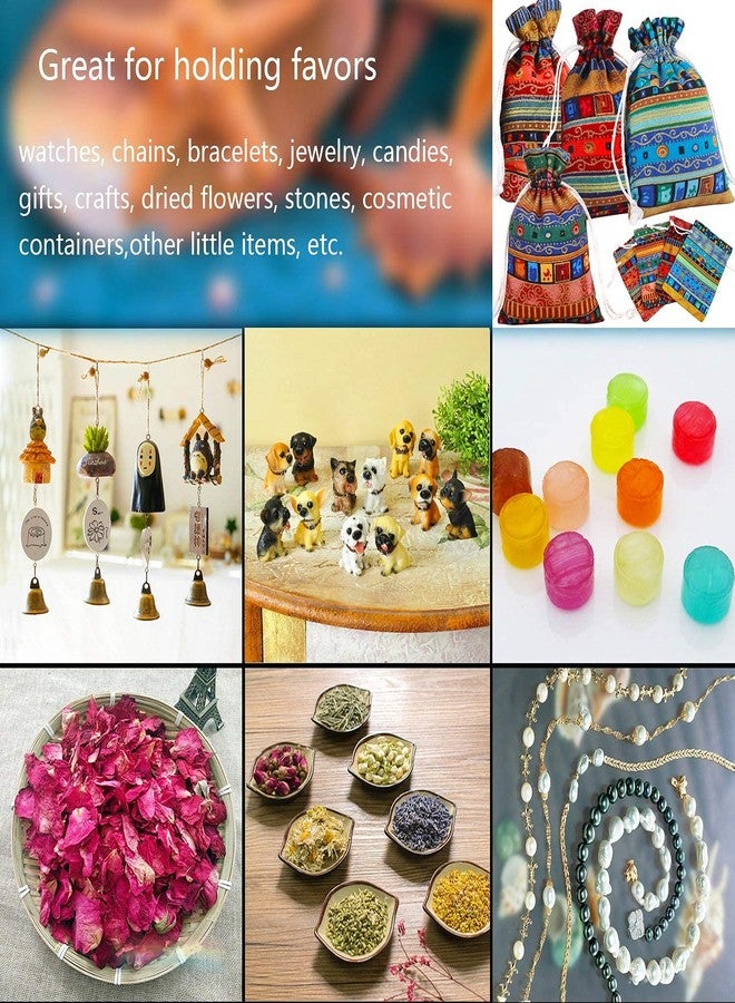 PINOWU Ethnic Style Drawstring Gift Bag 5x7 Cotton Reusable Pouches (12pcs) Jewelry Coin Storage Pouch Eco-Friendly Sachet Bags for Candy Wedding Party Valentine Favors - Image 3